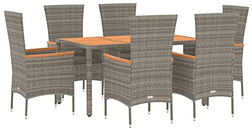 Gecheer 7-TLG. Garten-Essgruppe Poly Rattan Gartengruppe Gartenmöbel Gartengarnitur Terrasse Sitzgruppe, 6X Stuhl + Tisch