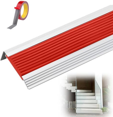 HJXGQJM Marches D'escaliers Alu Profilé De Protection d'angle, Baguette De Finition, Sécurité Protecteur De Bord D'escalier Bordure D'escalier, Imperméable Antidérapant(Red,W 4.5cm)