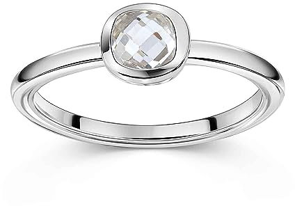 Materia Zirkonia Ring Silber 925 quadratisch - Damenring mit Stein weiß SR-13-60