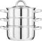 Cooks Professional Dampfgarer aus Edelstahl mit 3 Ebenen, langlebiger Gemüse-Dampfgarer mit Glasdeckel, Entlüftung und Doppelgriffen, geeignet für alle Herdarten einschließlich Induktion