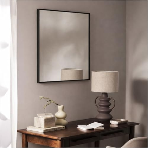 PANORAHMA BILDERRAHMEN Spiegel mit Rahmen A4 21x29,7 cm Schwarz aus Aluminium/Wandspiegel mit Rahmen zum Aufhängen/Flurspiegel Wand