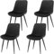 FRUOGO Esszimmerstühle 4er Set,Samt Polesterstuhl,Robuste Metallbeine,Modernes Streifendesign für Esszimmer,Wohnzimmer,Küche,Lounge,Schwarz