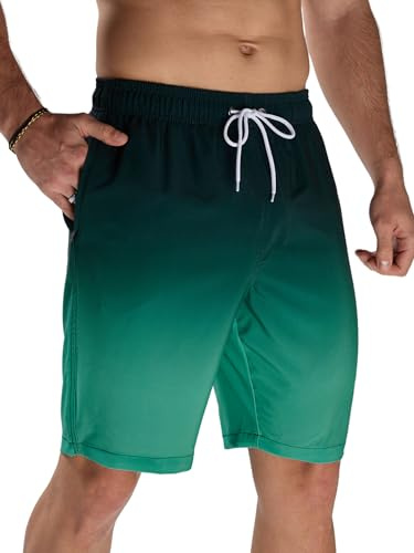 Arcweg Maillots de Bain Homme Short de Bain 2 en 1 à Séchage Rapide avec Doublure en Maille et Cordon de Serrage pour la Plage Short de Bain Décontracté pour l'été Piscine Noir Vert XXL(EU)