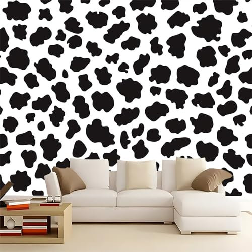Papier Peint Panoramique Imprimé Léopard Simple Murale, Noir Blanc Papier Peint Tapisserie Intissé 200 x 140 cm Chambre Salon Poster Decoration Papier Peint Revêtement mural