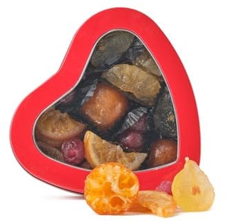 Walnut Tree Heart-Shaped Tin – Gourmet Glace Fruit Gift, Crystallised Fruits – Handpacked in the UK – Great Taste Award Winner – Luxury Gift Selection, Birthday, Anniversary, 220g