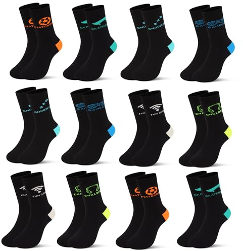 Libella 12 Paar Kindersocken Jungen Mädchen Sportsocken Fussball Wintersocken Baumwolle bunt Cotton modische makronen Füßlinge 2889VA