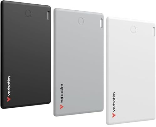 Verbatim My Finder Card 3er Set, Slim Wallet Tracker-Karte, wiederaufladbarer Bluetooth Item Finder, für Geldbeutel, Reisepass und Co, kompatibel mit Apple „Wo ist?“