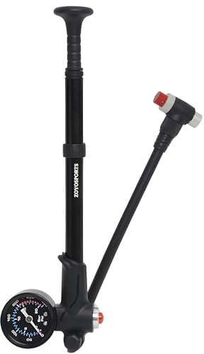 Stoßdämpferpumpe für Mountainbike, Rennrad und Motorrad, 300 Psi Hochdruck für Vorderradgabel und Hinterradaufhängung, Luftstoßpumpe mit Messgerät, tragbare Mini-Pumpe mit Entlüftungsknopf (Silber)