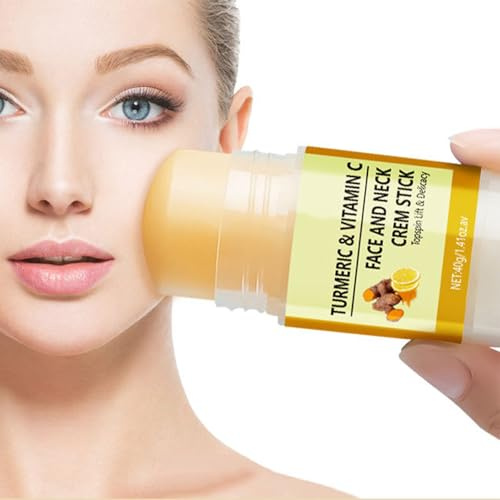 Kurkuma Vitamin C Gesichts- und Halscreme zur Straffung und Straffung, Vitamin C Gesichtspflege Stick mit Sheabutter, feuchtigkeitsspendende Anti-Aging-Nacken-Feuchtigkeitscreme zum Straffen und