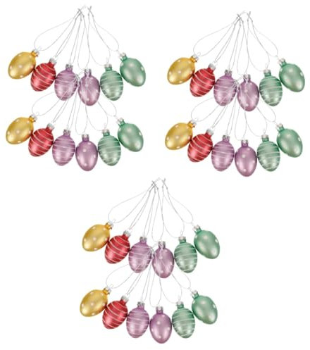 Cabilock 3 Sätze 3 Sets Glas Eier Anhänger Osterzubehör Hänge Ei Osterei Dekorationen Osterei Ornament Hängeornament Party Hängende 12 Stück * 3