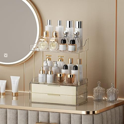KJIXYUNG 2-Tier 2-Schublade Make Up Organizer (White)