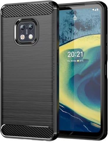 GTBDEKI Case for Nokia XR20 Case, Carbon Fiber Shockproof Slim Silicone Rugged Soft TPU Back Phone Cover for Nokia XR20 Black