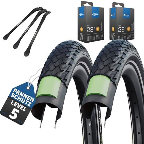 2er Set Schwalbe Fahradreifen Green Marathon 28x1,75 Zoll (47-622) + DV Schlauch und 3 Metall MSZweirad Reifenheber E Bike