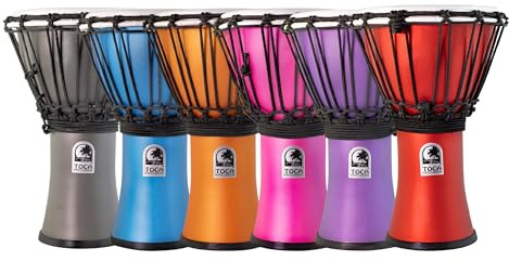 Toca TFCDJ-7MTPK Freestyle Color Sound Matte Series 7 Inch Djembe - Set of 6