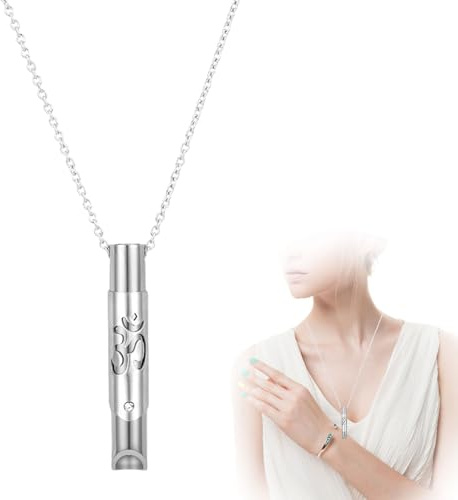 Rauchentwöhnung Hilfsmittel,Breathing Necklace Yoga,Atemkette Edelstahl,Meditationskette Hilfsmittel,Stressabbau Halskette,für Gegen Panikattacken,Reduziert Anxiety,Druckentlastung für Damen Herren