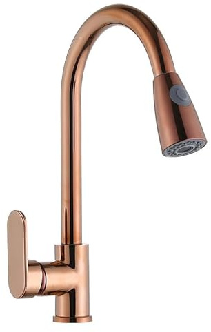 Robinet de cuisine rabattable rotatif à 3 voies, corps en cuivre multicolore, mélangeur d'eau chaude et froide, finition or rose