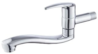 XSDSM Küchenarmatur Wandmontage Kaltwasser 360 ° Drehbarer Wasserhahn Waschbecken für Mop Pool Waschtisch Einhandgriff G1/2,Chrom,26 CM