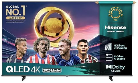Hisense 65E78QTUK QLED Smart AI TV with Freely (2025 Model)
