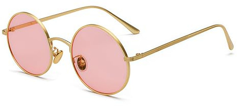 Hviomru Piccoli occhiali da sole rotondi hippie cerchio occhiali colore metallo per uomo donna, oro/rosa, taglia unica