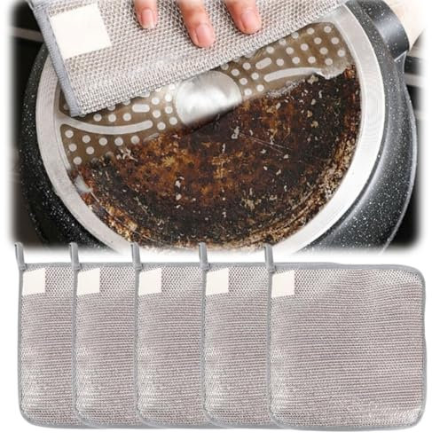 Genérico 2025 Nuevos lavaplatos de Alambre Multiusos para Fregar en húmedo y seco, paños de Esponja Toallas, Bandeja de Alambre Limpia y no rasca para Platos de Cocina casera, lavabos (5 pcs)