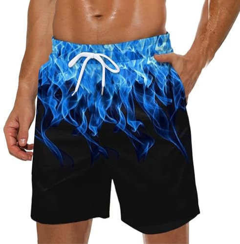 Generico Costumi da Bagno Uomo,Costume Uomo Mare,Coulisse Regolabile Spiaggia Costumi da Bagno Piscina Fodera in Rete Boxer Surf Asciugatura Rapida Pantaloncini (Blu,M)