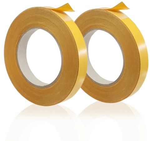 pawpoem 2 PCS Rotoli Nastro Biadesivo, 10mm x 20m Nastro Biadesivo in Tessuto Resistente per Tappeti E Pareti, Biadesivo Rimovibile Senza Tracce, Extra Forte Trasparente per Casa E Ufficio