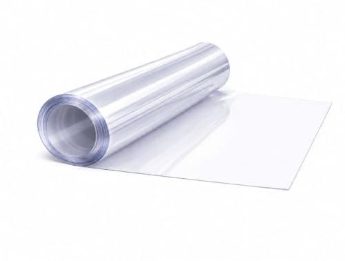 Transparente Starke Flexible PVC Folie Plane 50 cm x 140 cm 1mm stark –Glasklar Schutz vor Regen Wind Staub, Fensterfolie für Zelte Terasse UV Stabil transparent, durchsichtig meterware