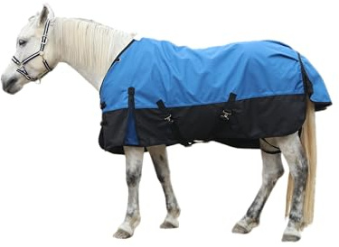 LEAFOREST 1200D strapazierfähige Pferddecke, Wind-& wasserdichte atmungsaktive Outdoordecke, Pflegeleichte Regendecke für Pferde,ohne Füllung Blauschwarz 145cm