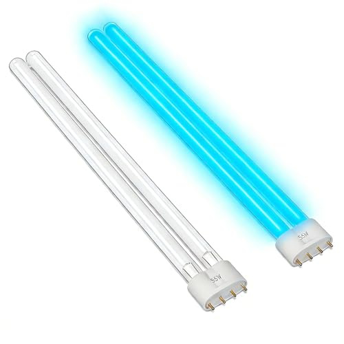 MEANYU 2 Pack 55 Watts UV Light Bulb, 20.9 2G11 Base-4 Pin UV Bulb Replacement for Pond Filter & Aquarium Clarifier, Compatible with Jebao PU55, CW55, Oase Bitron 55, SUNSUN 55W Clarifier