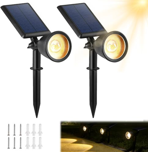 2 lampade solari per esterni, da giardino, a LED, per esterni, da giardino, a energia solare, da giardino, a LED, per esterni, per piante all'aperto