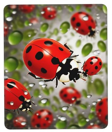 Tapis de souris coccinelle, tapis de souris gaming ultra-lisse, base en caoutchouc antidérapante, tapis de souris imperméable pour ordinateur de bureau, ordinateur portable, format compact et portable