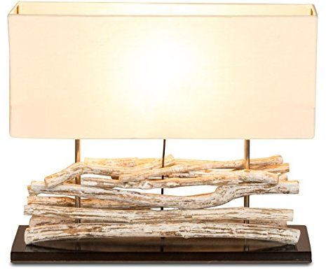 levandeo Lampe Tischlampe/Tischleuchte aus recyceltem Holz - Design Holzlampe Treibholz 49,5x17cm 45cm hoch - Jede Lampe EIN Unikat naturbelassenes Massivholz
