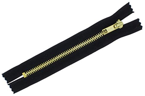 FIM Jeans Reißverschluss Nr.5 Metall Gold, Reißverschlüsse für Jeans und Hosen 8cm - 20cm, 1 - schwarz (322), 20cm