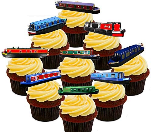 Made4You Narrowboat Party Pack, Edible Cupcake Toppers - Stand-up Edible Cake Decorations (Pack of 36)