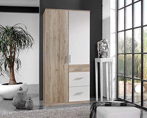 Wimex Kleiderschrank/ Drehtürenschrank Joker, (B/H/T) 90 x 199 x 58 cm, San Remo-Eiche/ Absetzung Weiß
