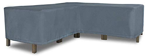 HENTEX Schutzhülle Cover Eckbank für Gartenmöbel Abdeckung L-Form, Grau, 255x255x90x65/90H cm