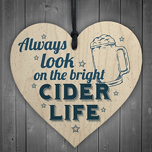 Red Ocean Bright Cider Life Novelty Alcohol Man Cave Pub Dad Gift Wooden Hanging Heart Plaque Home Bar Sign