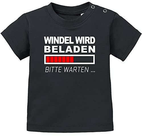 MoonWorks® Baby Kurzarm T-Shirt Windel wird beladen Babyshirt Jungen Mädchen Shirt schwarz 92/98 (16-24-Monate)