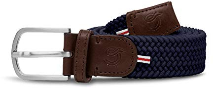 La Boucle Elastischer Stretchgürtel für Damen und Herren, flexibler Flechtgürtel mit Metallschnalle, Gürtel Herren Navy Blau mit Einheitsgröße durch Stretchmaterial