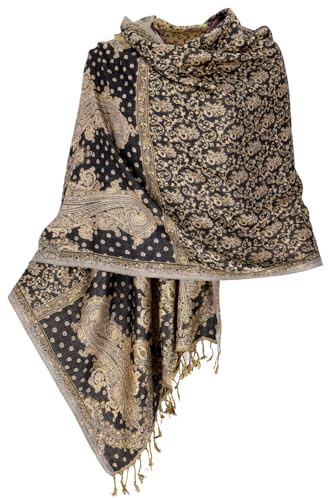 GURU SHOP Indischer Schal, Stola mit Paisley Muster, Schultertuch - Motiv 6, Herren/Damen, Synthetisch
