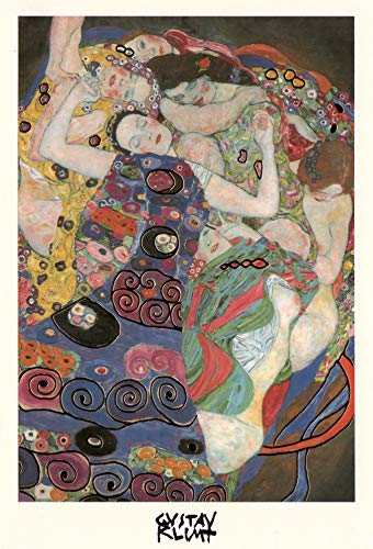 Kunstklappkarte Gustav Klimt Die Jungfrau Passepartout Kunstkarte Doppelkarte Grußkarte Glückwunschkarte Goldprägung