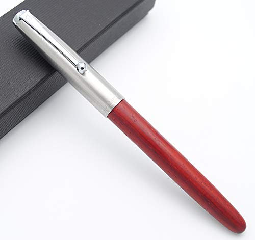 JINHAO 51A Füllfederhalter aus Holz Stahlkappe (Rosenholz, EF Feder 0,38 mm)