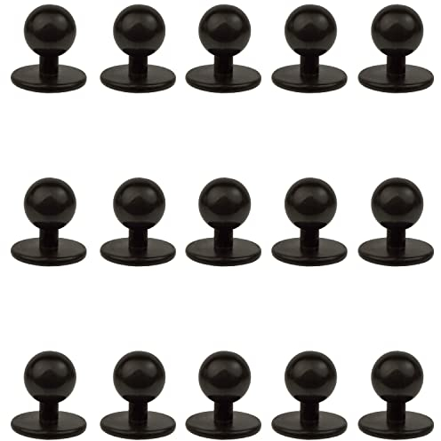 Rundknöpfe für Kochjacken, 15 Stück, in schwarz, 19 x 12.5 x 18 mm groß, Kochknöpfe mit Ø 12.5 mm Kopfdurchmesser, Kugelknopf Kochjacke, Koch Knöpfe Jacke Küche, Kochjacken Knöpfe, Motivknöpfe Set