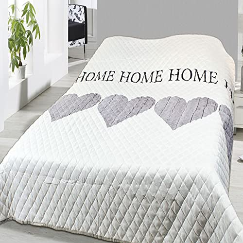 Mojawo Hochwertige Tagesdecke Bettüberwurf wattiert und gesteppt 140x210cm Sofaüberwurf 'Home'