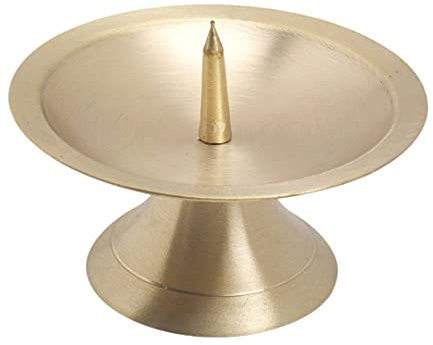 NKlaus Scheibenleuchter Ø11cm Messing Gold Kerzenleuchter matt Altarleuchter mit Dorn 10720
