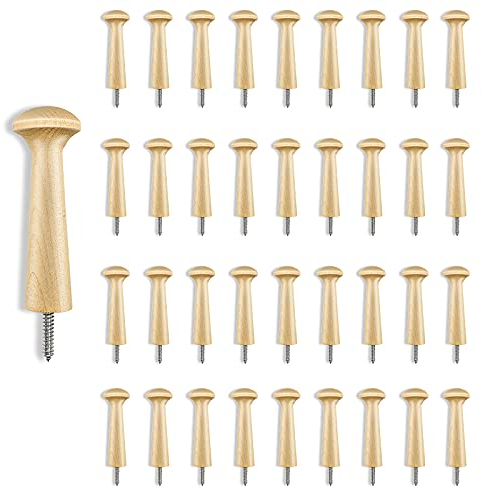 Sfcddtlg 36PCS Wooden Shaker Peg Wood Screw-2.95 Inch on Shaker Pegs Unfinished Wood Shaker Racks for Hanging Clothes Hats Towel Paint DIY (36PCS)