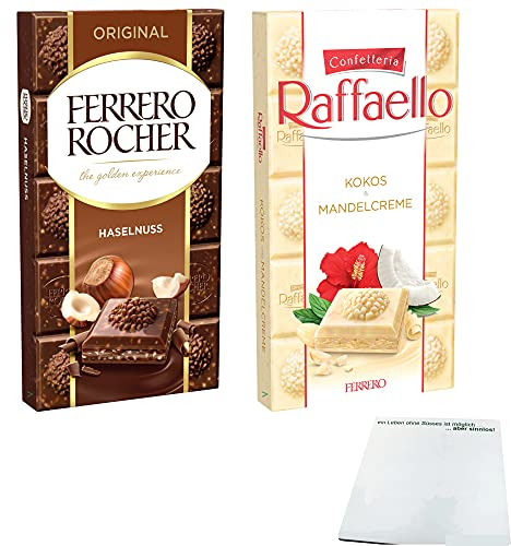 Ferrero Schokolade Raffaello & Original Testpaket (2x90g Tafel) + usy Block