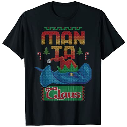 Santa Manta Claus Angeln Fischangler hässlicher Weihnachtspullover T-Shirt