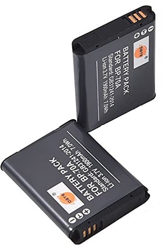 DSTE Electron BP-70A BP70A Rechargeable Li-ion Battery (2-pack) Compatible with Samsung ST65 ST66 ST67 ST70 ST72 ST76 ST80 ST90 ST95 ST100 ST700 ST6500 SL50 SL600 SL605 SL630 WB30F WB35F WB50F