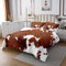 Sunnybed Kuhfell Tagesdecke 240X260,niedlicher Kuh Druck Gesteppt für Kinder Jungen Teenager Erwachsene,Western Bauernhausfell Quilt Set Tierhaut Bettdecke Braun Weiche Schlafzimmer Dekor, Multi 1
